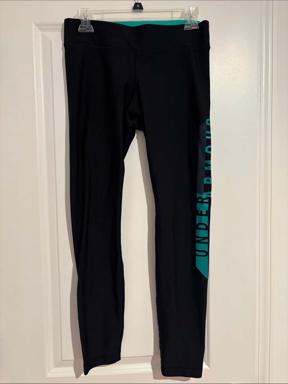 Under Armour Black Leggings with Teal Side Branding